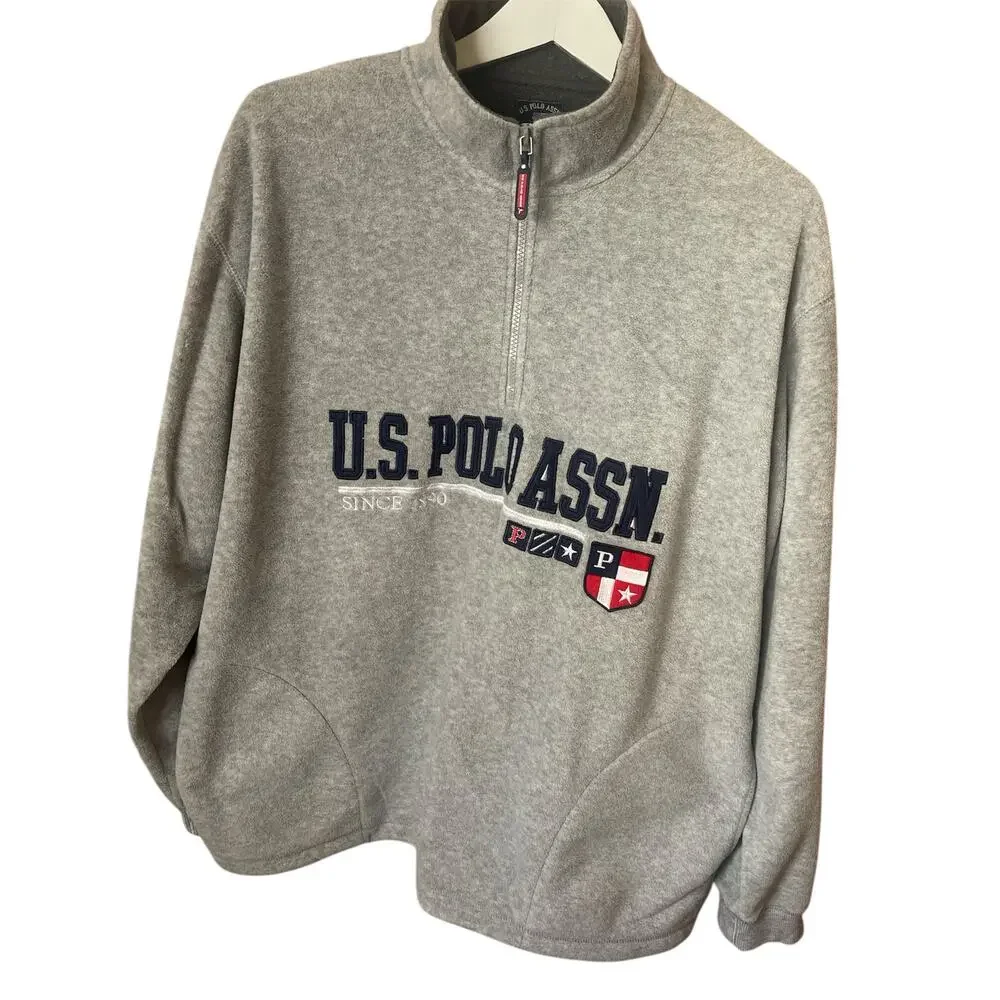 US Polo Assn XL 1/4‎ Zip Gray Fleece Pullover - Picture 5 of 13